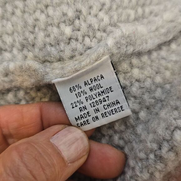 Nili Lotan Turtleneck Alpaca Merino Wool Seed Stitch Cape Poncho Heather Grey S - Picture 8 of 9